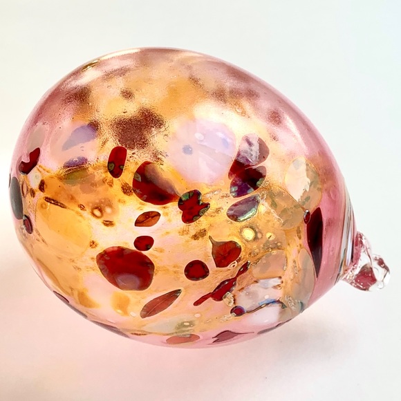 PINK GOLD SPECKLED EGG_HAND BLOWN GLASS ORNAMENT - Picture 12 of 16